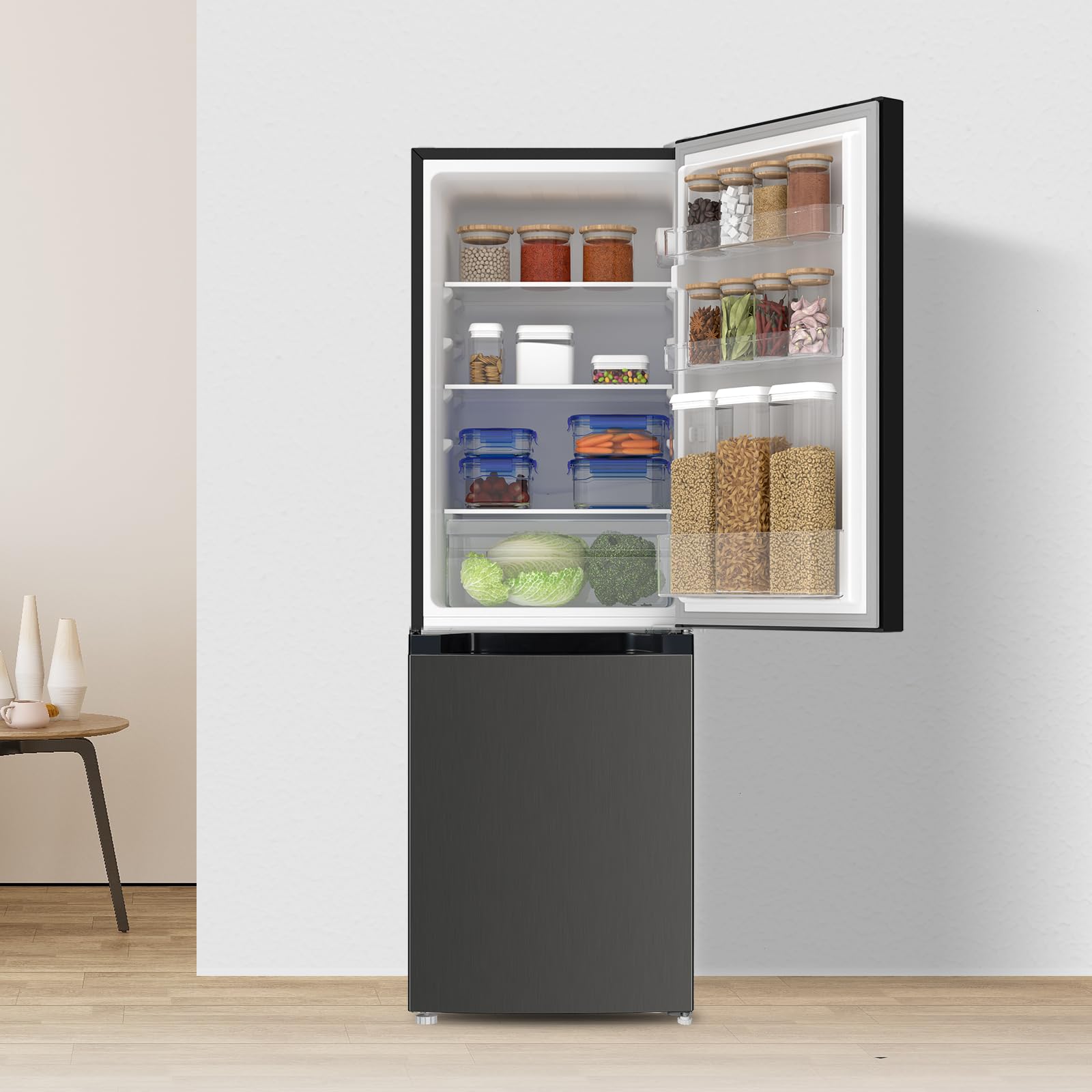 CHIQ Kühlschrank mit Gefrierfach 157L, Kühl-Gefrierkombination leise, Low-frost, 144 cm Hoch, 47 cm Breit, Kühlkapazität: 109L | Gefrierkapazität: 48L, for Eigentumswohnungen FBM157L42 4