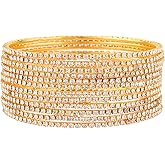 Efulgenz Rhinestone Bracelet Indian CZ Crystal Bangle Wedding Bridal Jewelry Bollywood Bangles for Women