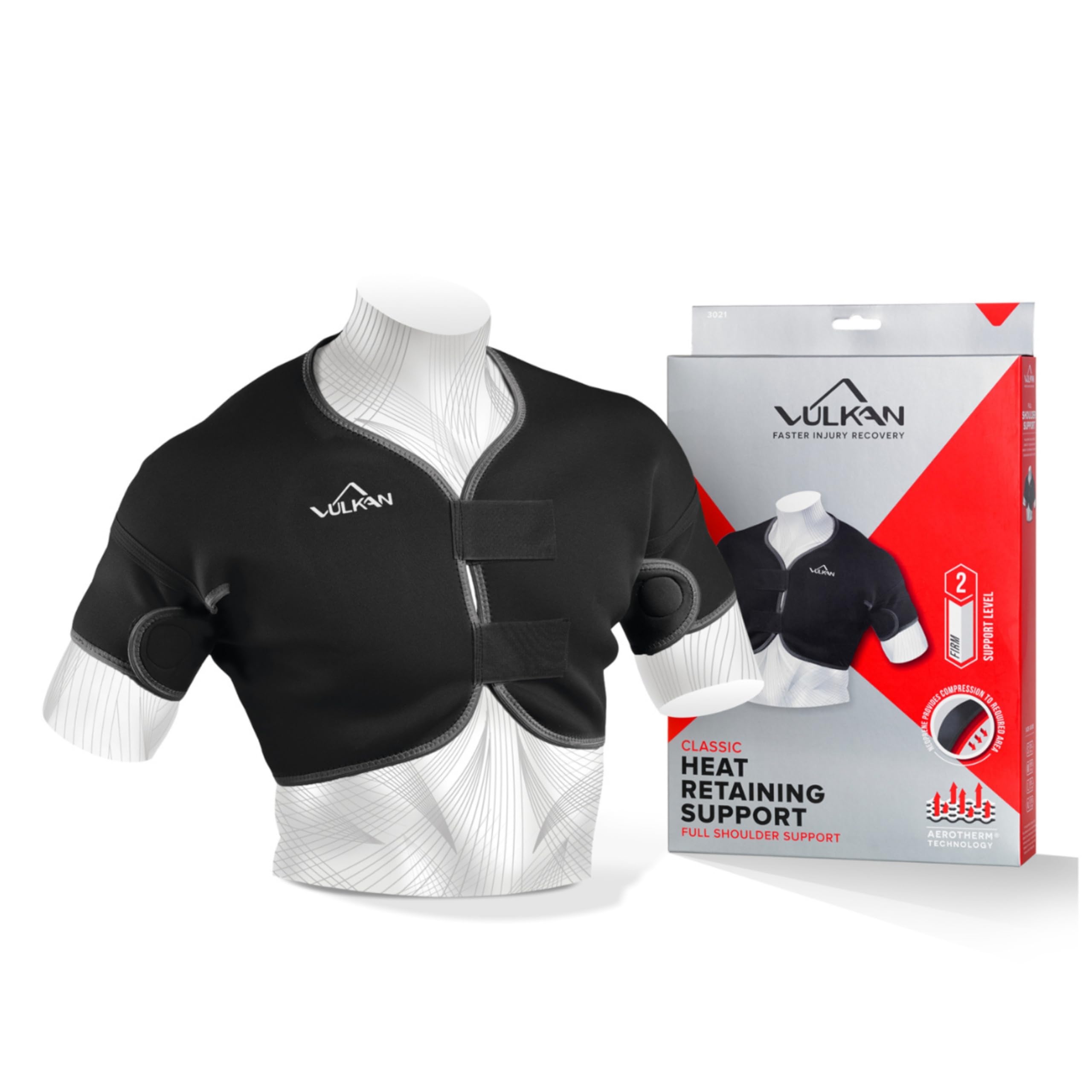 Vulkan Classic Full Shoulder Support, Large, New Style, For Tendonitis, Bursitis, & Other Shoulder Injuries, Covers Both Shoulders, Compression & Warmth, Protection for Rehabilitation & Recovery