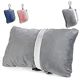 Compact Travel Pillow Made with Shredded Memory Foam and Super Soft Fleece Fabric for Ultimate Comfort in Travel. Patented De