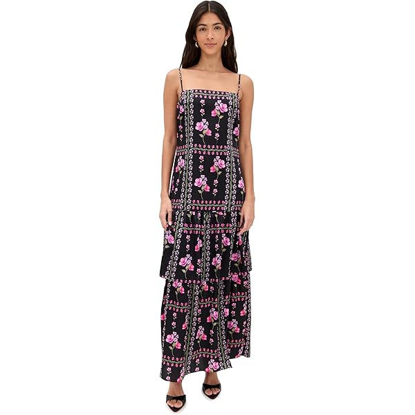 alice + olivia Women's Minka Tie Front Maxi Dress with Tassels, Serenade  Dark Cherry, 2 at Amazon Women's Clothing store