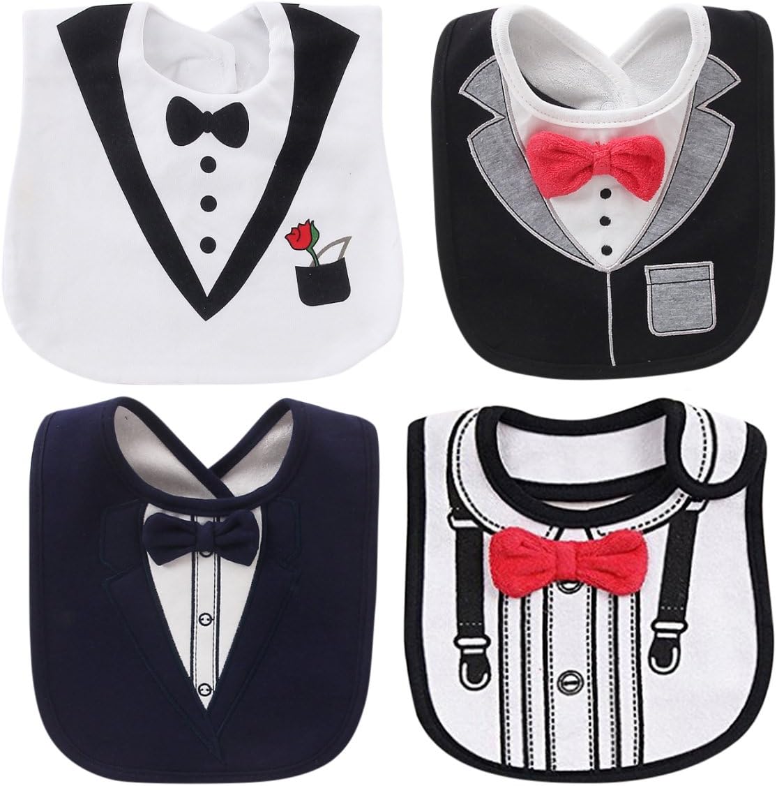 FANCYBIBS Baby Toddler Infant Boys Girls Drool Drooling Bibs Bowtie Tuxedo Bow Neck Tie Burp Cloths Unisex Pack