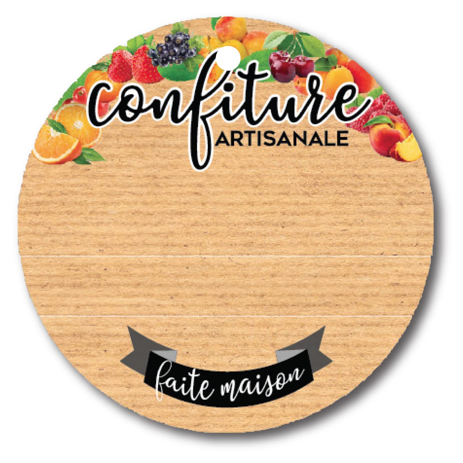 Affichesstore Postersstore 30420-50 Round Labels 50mm Cardboard Writable with Hole Jam on Kraft Background