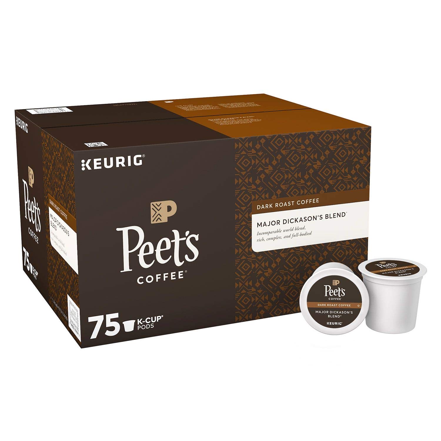 Peet's Coffee Major Dickason's Blend, Dark Roast 75 K-Cups. A1