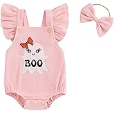 mlpeerw My First Halloween Baby Girl Outfit Newborn Fly Sleeve Ghost Romper Jumpsuit Cute Infant Halloween Clothes