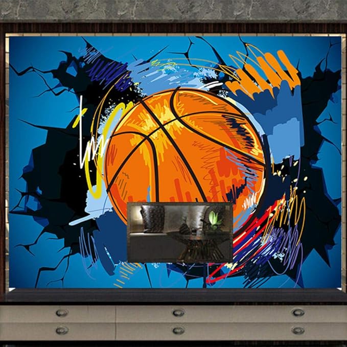 Custom Large Photo Wallpaper, 3D basketball Floor Mural Painting