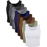 Geyoga 8 Pieces Women's Crop Tank Tops Sleeveless Crop Cami Tops Basic Cropped Tank for Yoga Workout Sports