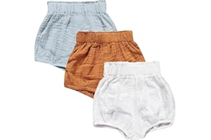 MYGBCPJS Baby Girls Boys 3 Pack Cotton Linen Blend Cute Bloomer Shorts Loose Harem Shorts