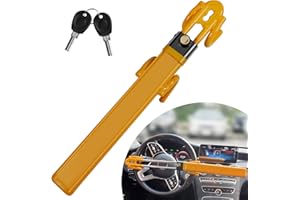 Esploratori Car Steering Wheel Lock Anti-Theft Device Car Locks, Universal Adjustable Length Double Hook Locks for Truck Car Truck Van Lorry SUV(Yellow)