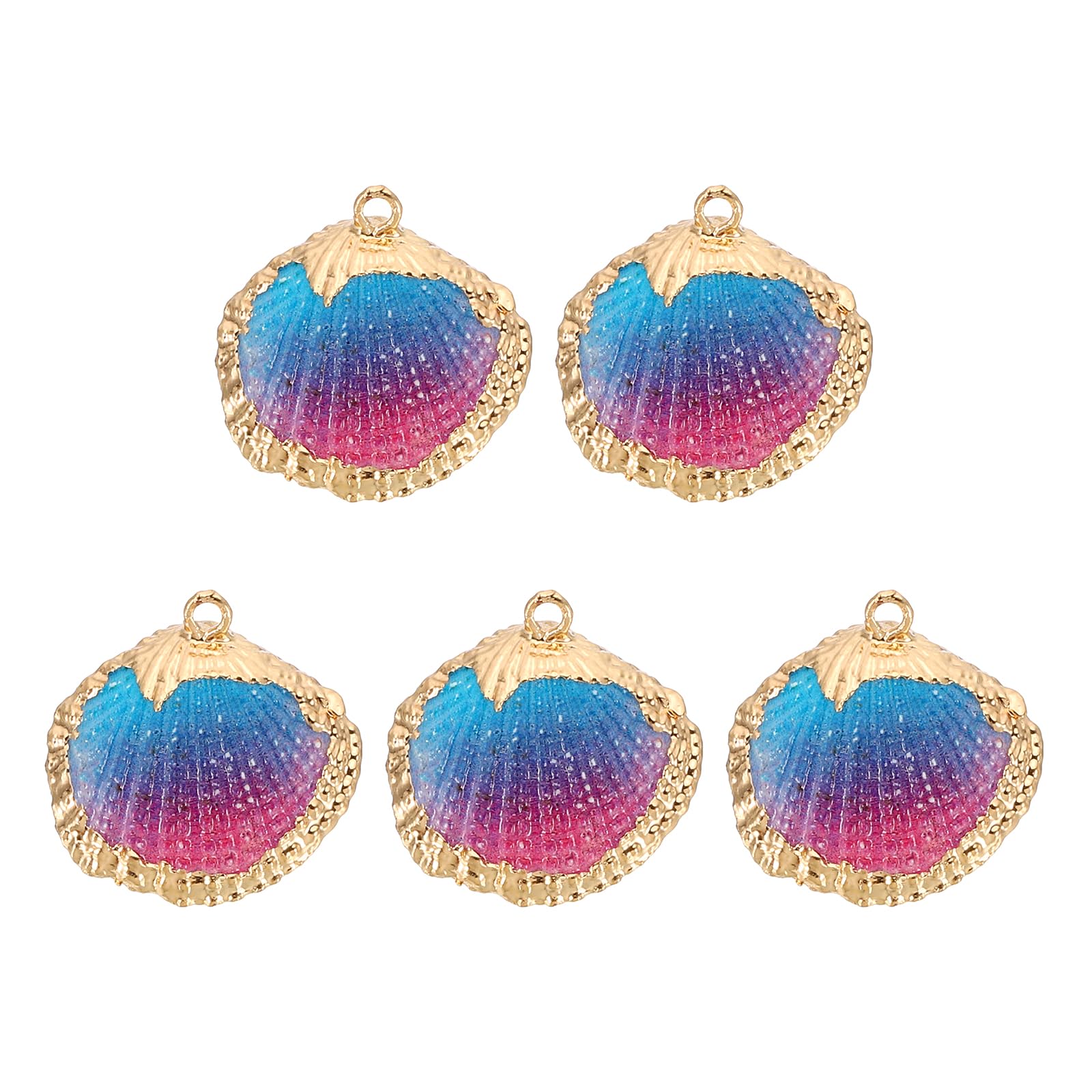PATIKIL Natural Seashell Pendants, 5 Pcs Dyed Shells Craft Charm Scallop Shells for Necklace DIY Ocean Jewelry Making, Blue Purple