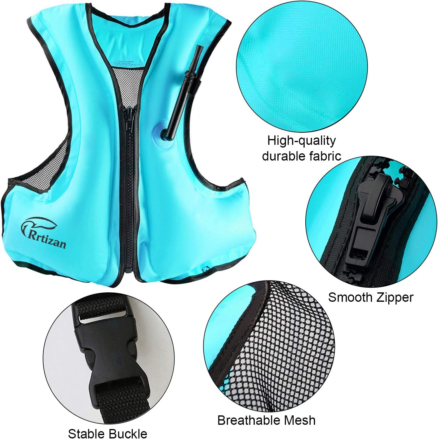 Rrtizan Swim Vest for Adults, Buoyancy Aid Swim Jackets - Portable Inflatable Snorkel Vest for Swimming, Snorkeling, Kayaking, Paddle Boating and Other Low Impact Water Sports Safety: Sports & Outdoors