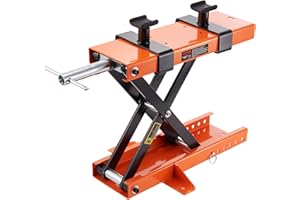 VEVOR Motorcycle Lift, 1100 LBS Motorcycle Center Scissor Lift Jack with Saddle & Safety Pin, Steel Motorcycle Jack Hoist Sta