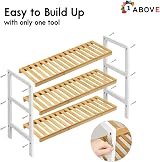 1ABOVE Bamboo Shoe Rack 3 Tier White Natural Plant Rack for Small Spaces view 3