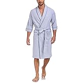 COLORFULLEAF 100% Cotton Men's Bathrobes Lightweight Short Sleeve Robes,Summer Soft Breathable Knit Spa Robe for Men