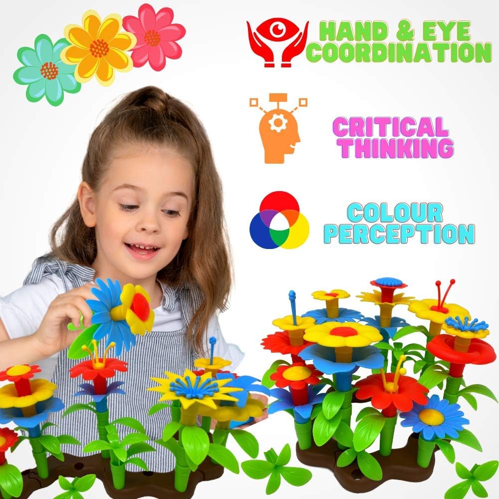 Desire Deluxe Girls Toys for 3 Year Old Kids Flower Build A Garden Toy Building Blocks Set for Baby Children - Image 4