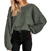Jumppmile Women Oversized Cropped Sweater Long Sleeve Crewneck Crop 2026 Fall Winter Pullover