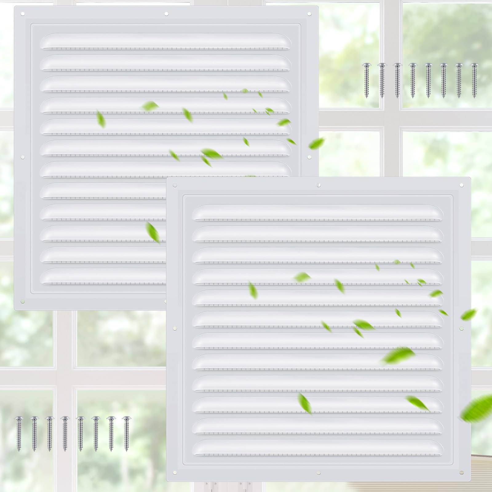 Photo 1 of 2 Pcs 10 x 10 Inch Aluminum Gable Vents Attic Vents Metal Gable Wall Shed Vent with Screw and Screen Mesh, Square Return Louver Grille for Ventilation Exterior Door House Attic Garage Ceiling