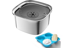 Decflow 3L Dog Water Bowl Stainless Steel Slow Drinking Dog Bowl with Ice Cube Tray, No Spill Water Bowl for Large Dogs Splash Proof Vehicle Carried Travel Pet Water Bowl Dispenser for Summer