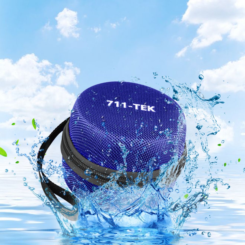 Echo Dot Case, 711TEK Portable Carrying Travel Bag Protective Hard Case Cover with Screw-Lock Carabiner, Fits Phone Headset, Charger and USB Cable (Black) (Blue)