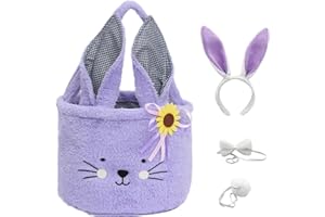 Easter Basket for Kids Easter Bunny Bags Boys Girls Egg Hunt Bucket Tote Bags for Easter Decoration Candy Gifts Storage