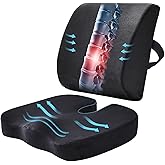 WMM Seat Cushion & Lumbar Support Pillow for Office Chair, Car Seat Wheelchair Travel, Reduce Tailbone Pressure for Lower Back, Tailbone, Sciatica, Hip Pain Relief