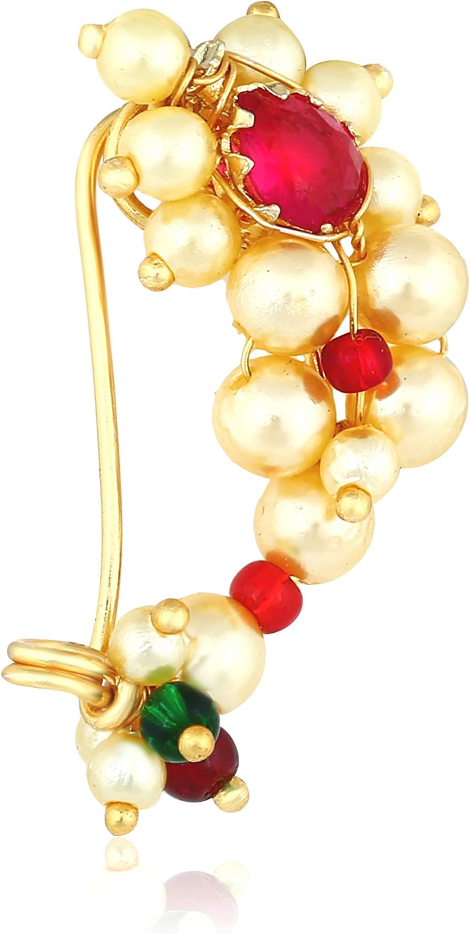 AmaalTraditional Maharashtrian Nath Jewellery Sets Pearl Gold Wedding Nath Nose Rings for Girls Stylish Women Nose Ring-A7125