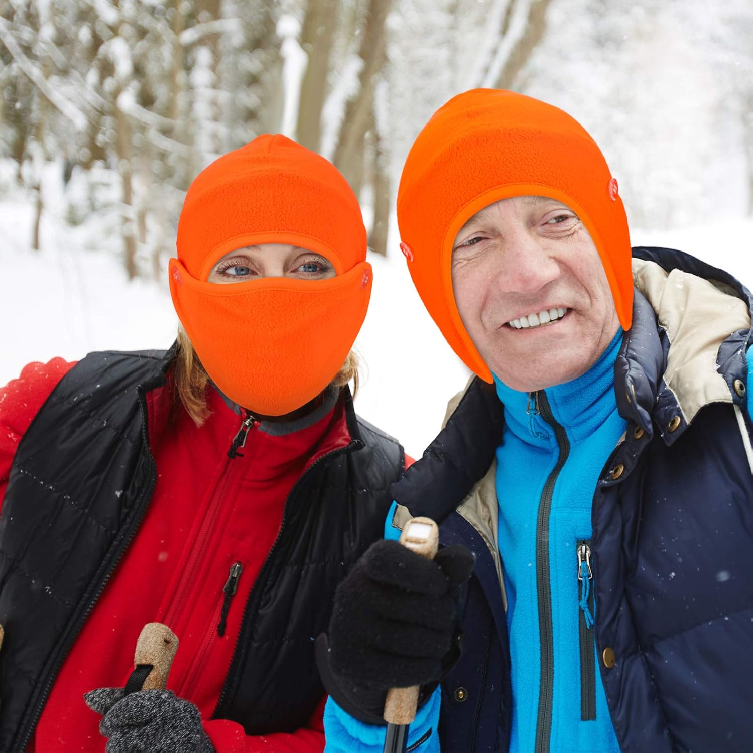 Geyoga 2 Pieces 2 in 1 Men's Hat Balaclava with Face Covering Warm Winter Cold Weather Headgear for Men Women (Fluorescent Orange) at  Women’s Clothing store