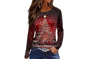 JXKIKOZE Long Sleeve Shirts for Women;Womens Long Sleeve Tops Crew Neck Pleated Casual Basic Tee Comfy Printed Tops Blouse