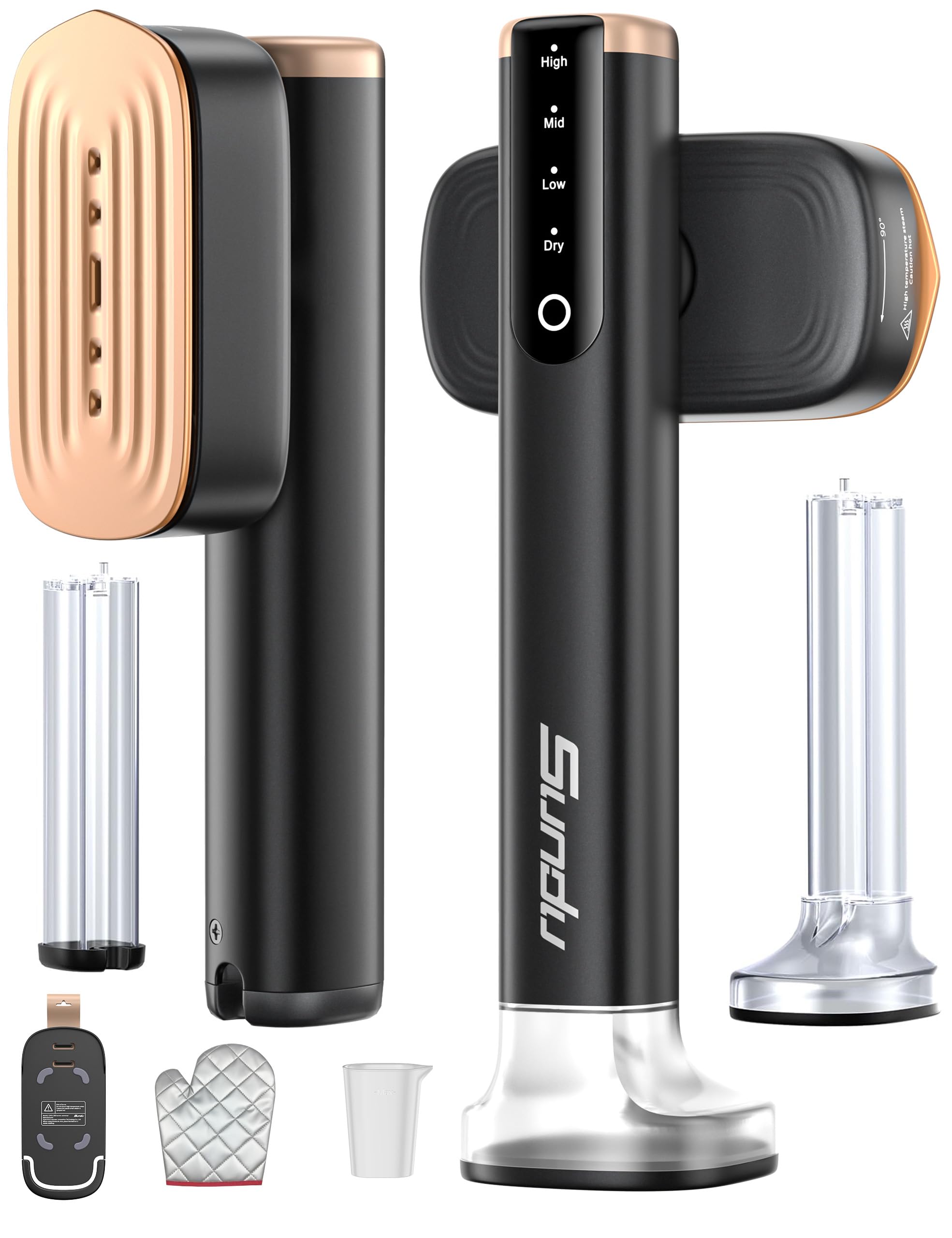 Photo 1 of Travel Steamer for Clothes with 2 Water Tanks (180 ml and 100 ml),15s Fast Heat-up,24 g/min Strong Steam Performance, Portable Garment Steamer with Touch Control, LED Display, Steam Iron(Black)