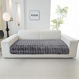 Topchances Dark Grey Plush Sofa Cover Non-Slip 1/2/3 Seater 90x210 view 5