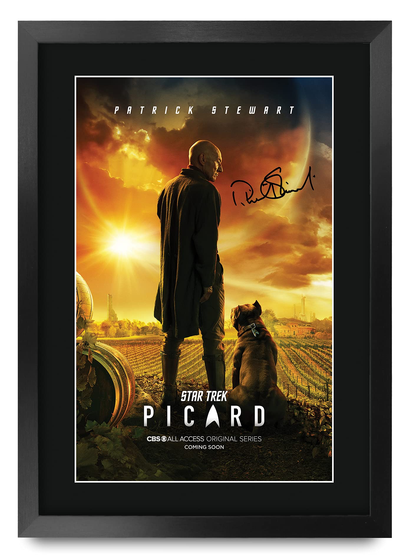 HWC Trading A3 FR Star Trek Picard Patrick Stewart Gifts Printed Signed Autograph Picture for TV Memorabilia Fans - A3 Framed