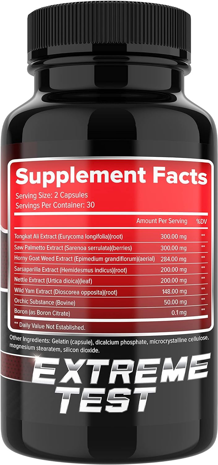 Testosterone Booster for Men - Male Enhancing Supplement Pills - Fast Acting Blood Flow, Muscle Growth, Stamina, Endurance & Strength - Boost Performance & Drive - 3rd Party Tested - 60 Capsules
