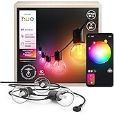 Philips Hue Festavia Globe Outdoor String Lights, 32 Bulbs, 91ft | White &amp; Color Ambiance, Dimmable, Works with Alexa Google Assistant &amp; Apple Home, IP65 Shatterproof