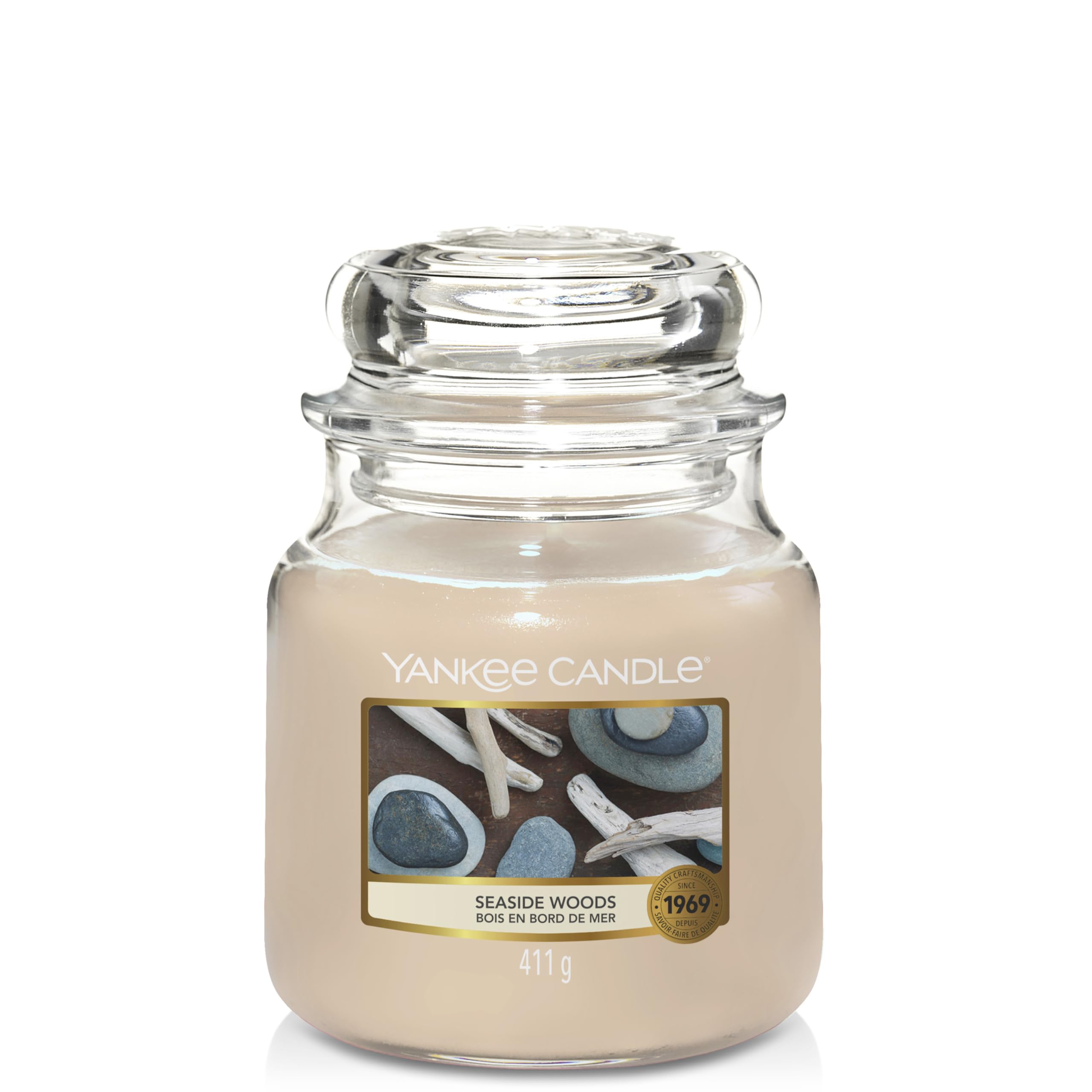 Yankee Candle Scented Candle | Seaside Woods Medium Jar Candle| Burn Time: up to 75 Hours