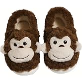 WMYDHCGD Monkey Animal Slippers for Women Cute Plush Home Warm Winter Indoor Shoes