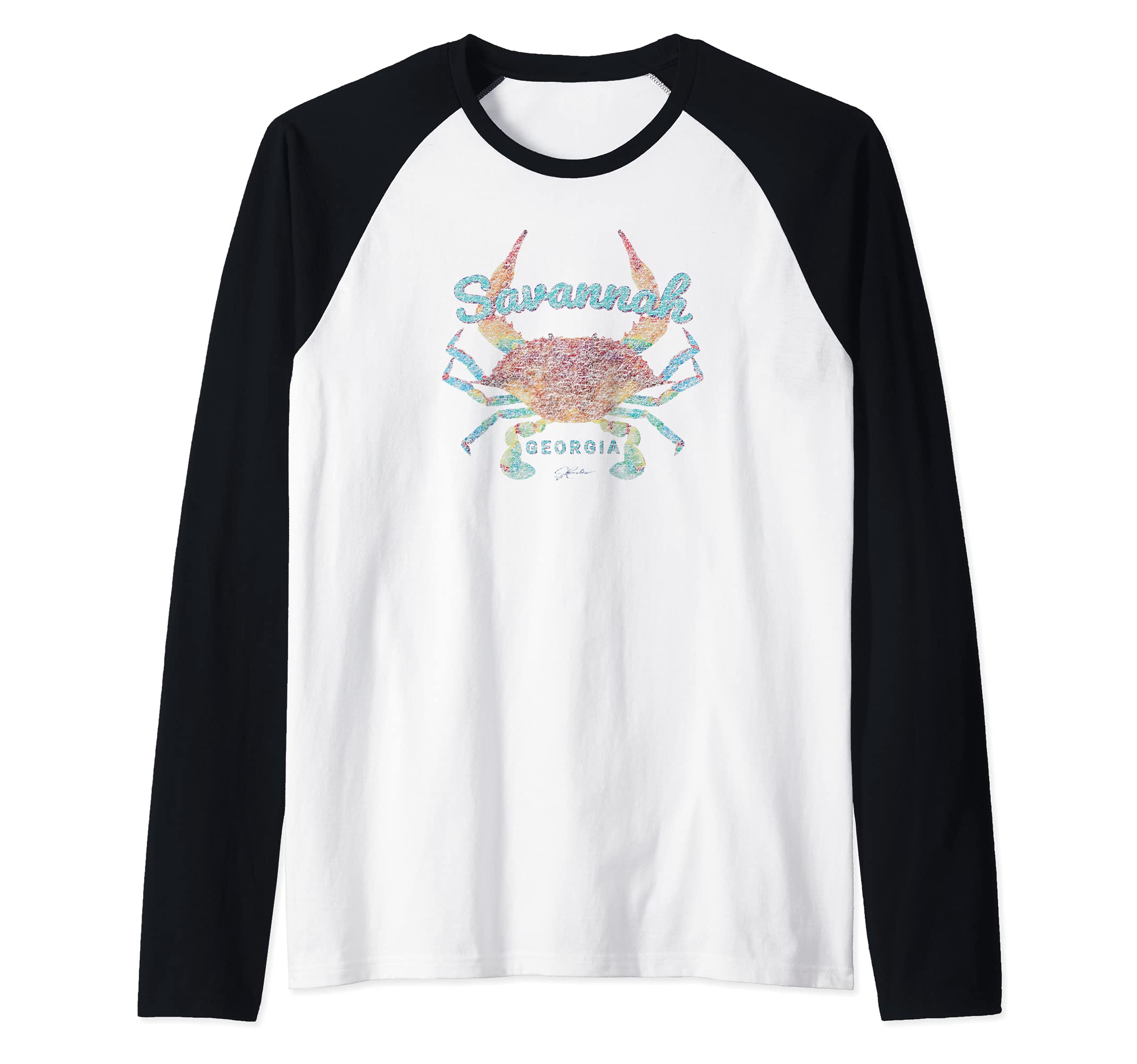 JCombs: Savannah, GA, Blue Crab Raglan Baseball Tee