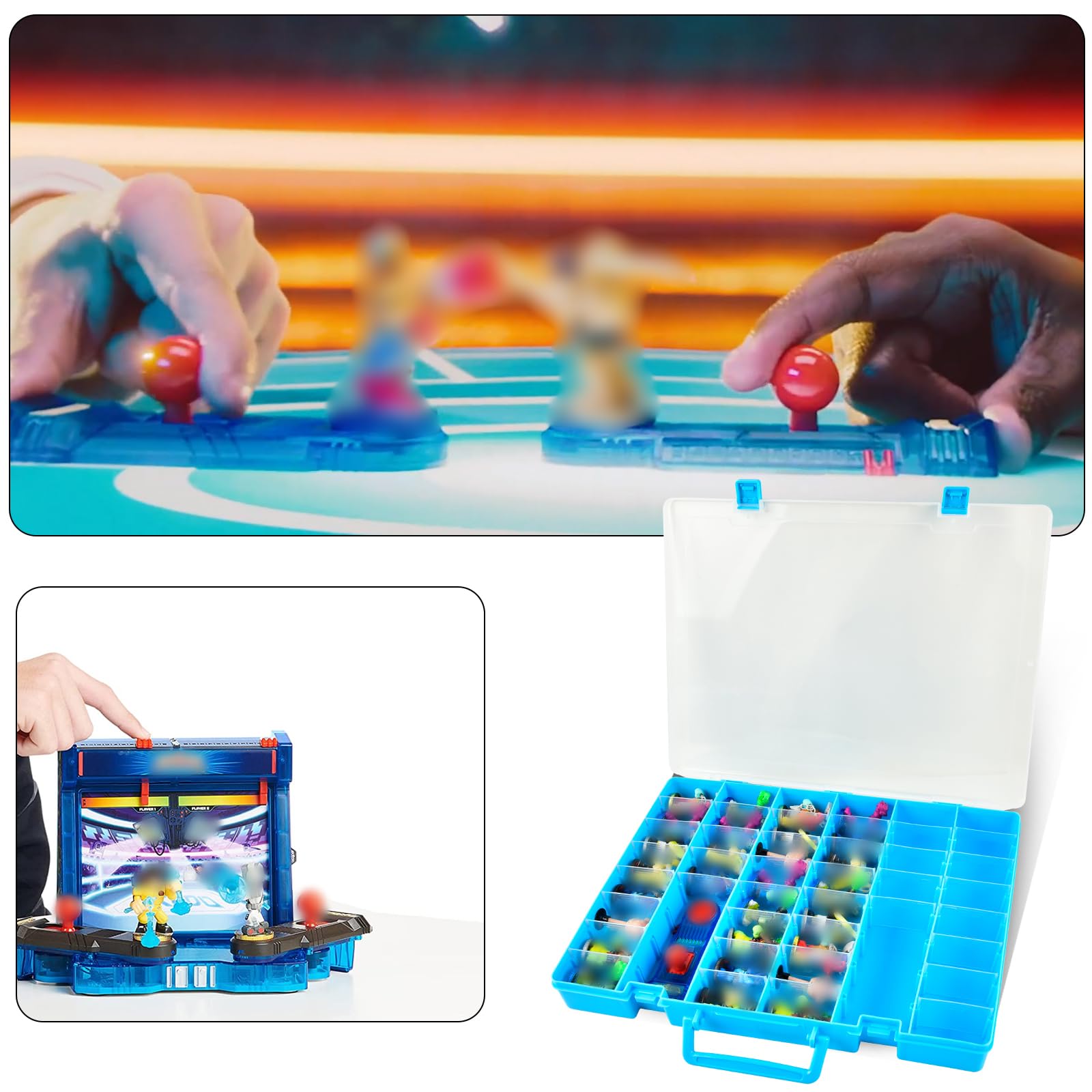 Case Compatible with Akedo Ultimate Arcade Warriors Starter Pack, Toy Storage for Battle Arena Controller & Warrior Collector Mini Battling Action Figures, Holder for Akedo Playset- Blue (Case Only)