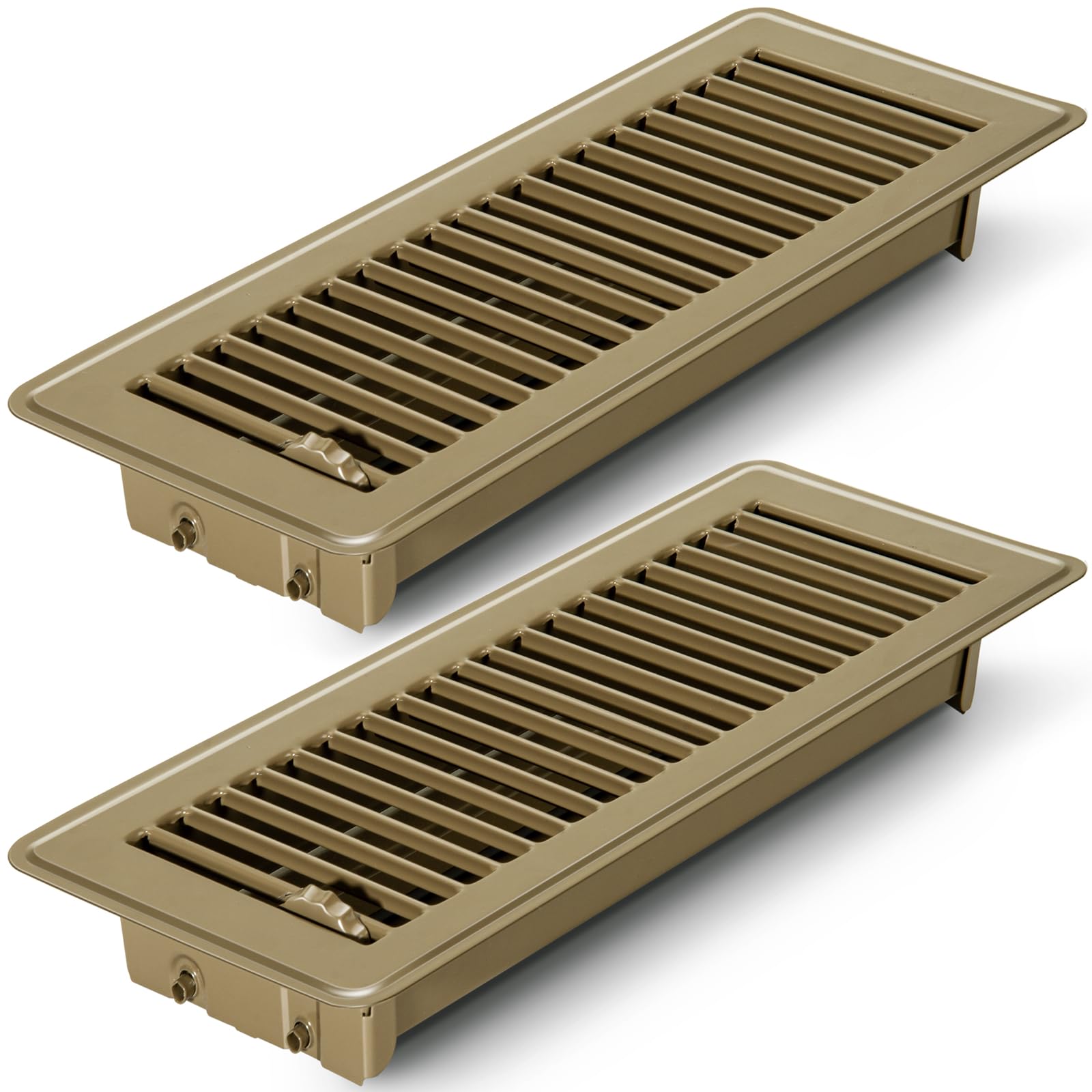 Photo 1 of Floor Vents Floor Registers 4x12 inch, Heavy Duty Metal Heat Air Vent Covers 4 X 12 with Rust Proof Finish for Home Office Wall Floor Registers Grilles & Vents (2, Brown, 4x12 Inches)
