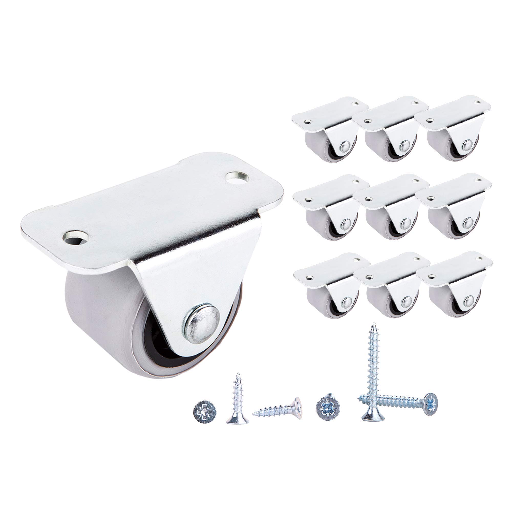 (Pack of 10) 30 mm Small Wheel Castors Rubber Casters Castors For Furniture Non-Swivel Small Wheels Non-Plastic Appliance & Equipment Small Wheel Castors Screws Included Casters Set (10)