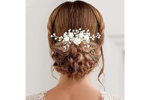 BETITETO Flower Bridal Hair Pieces with Comb Pearl Floral Rhinestone Silver Vine Leaf White Wedding Hair Pin Accessories for 