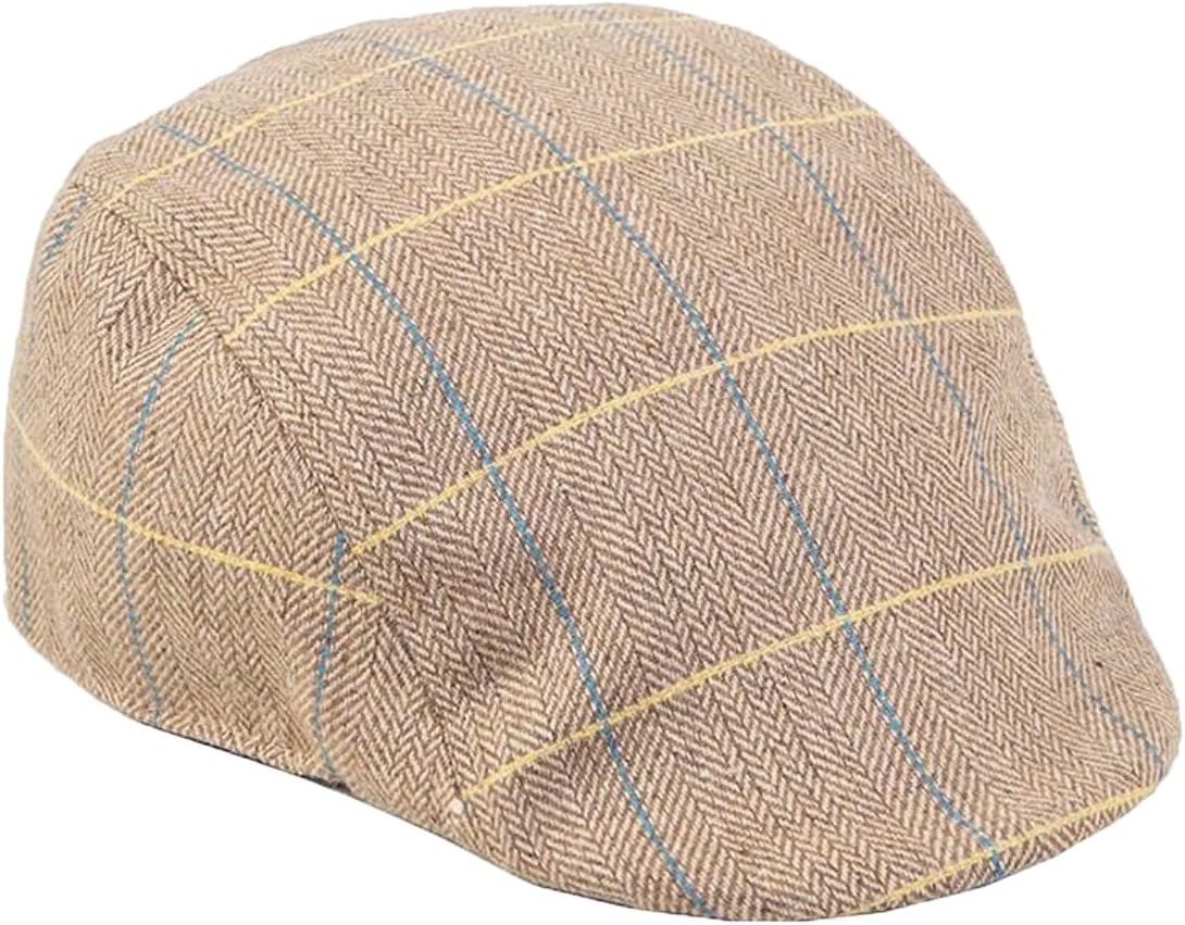 Mens Marc Darcy Oak Tweed Check Print Flat Cap available in S/M or L/XL
