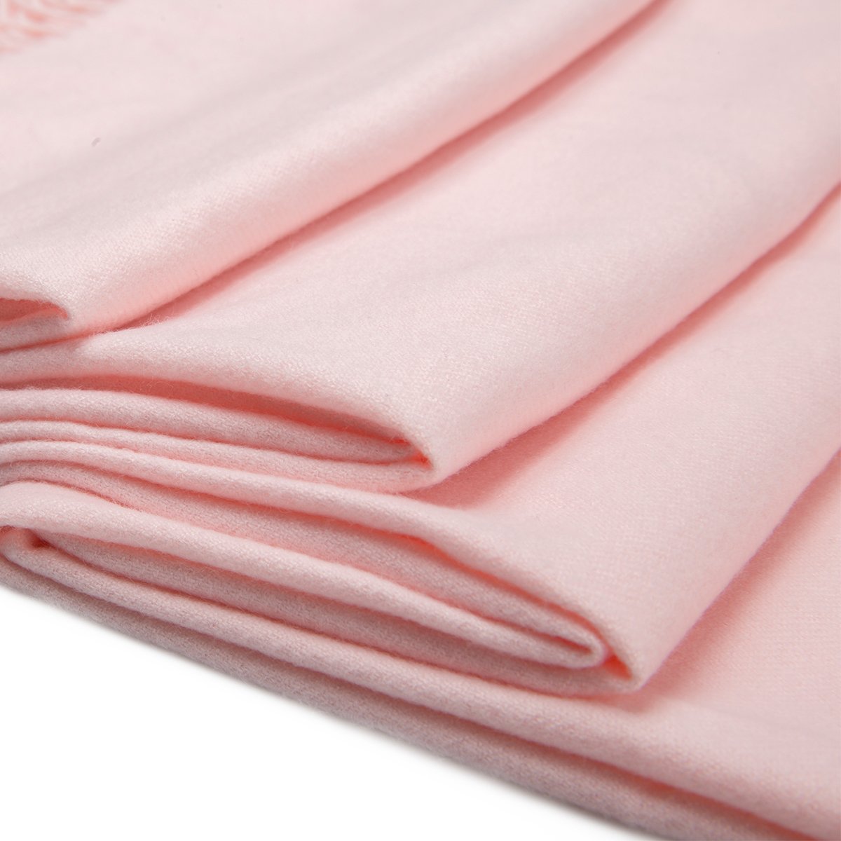 EVRFELAN Women Winter Warm Scarf Soft Cashmere Fringe Tassel Pashmina Pure Color Shawl Stole Wrap (Pink)