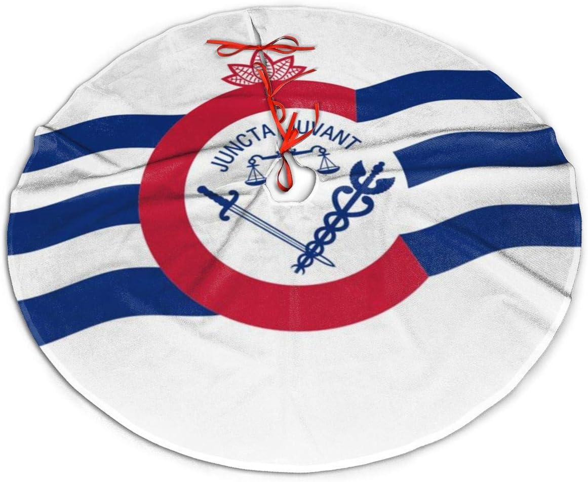 Amazon Com S200us Christmas Tree Skirt Flag Of Cincinnati Xmas Tree Skirt For Christmas Decorations Home Kitchen
