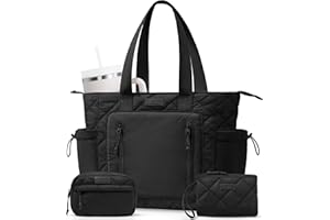 BAGSTELLAR Puffer Tote Bag for Women, Lightweight Puffy Work Laptop Handbag Teacher Nurse Quilted Shoulder School Daily Travel Gym Bags