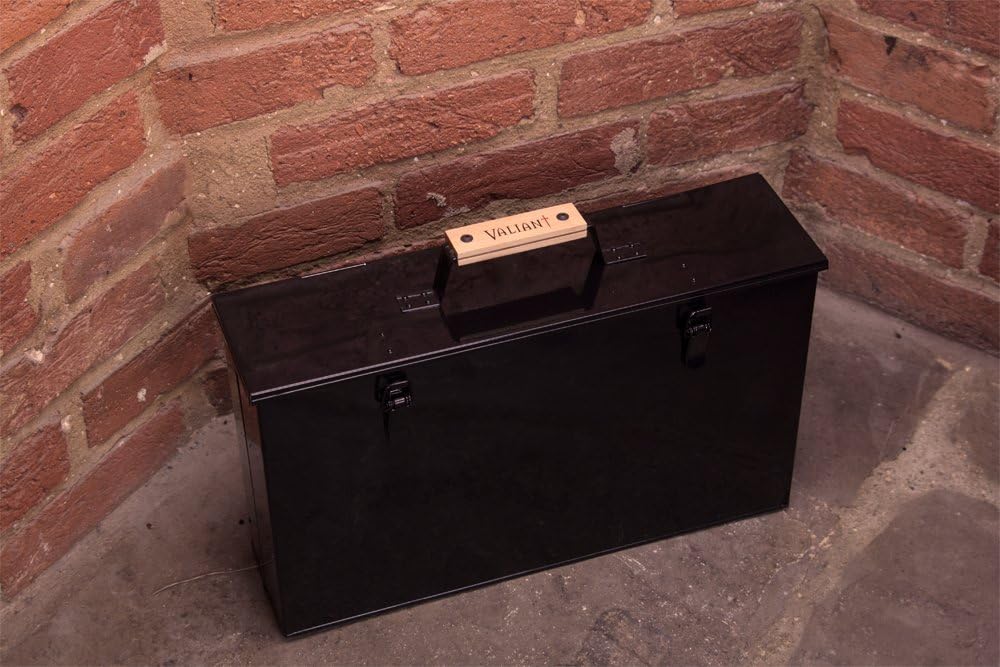 Valiant Fireside Tidy Ash Transporter - Black Gloss Steel Storage Box (FIR240), Gloss Black Powdered Coat, 43.2 x 10.6 x 24 cm - Image 4