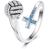 URONE Volleyball Ring 925 Sterling Silver Turquoise Volleyball Adustable Ring Sports Jewelry Gifts for Women Men