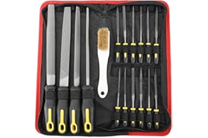 YaeTool 17Pcs Professional Metal File Set Woodwork File Set Steel Needle File Set with Carry Case,Flat/Half-Round/Round/Trian