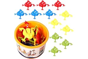 Jumping Frog Toy, Jumping Frog Toy 12PCS Leap Flip Game with Bucket Plastic Frogs Colorful Funny Crazy for Boys Girls, Plasti