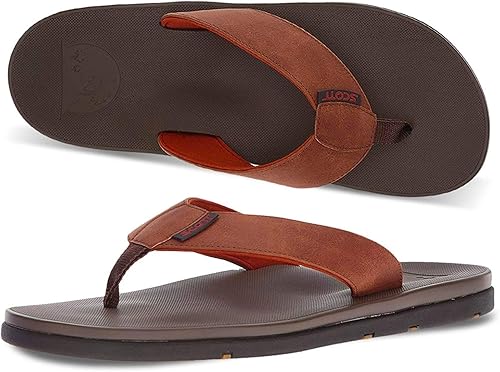 mens reef brown leather flip flops