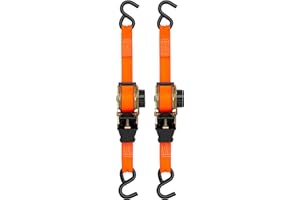 SMARTSTRAPS 10’ Retractable Ratchet Straps, 2 Pack – 3,000lb Break Strength, 1,000lb Safe Work Load — Haul Motorcycles, Boats